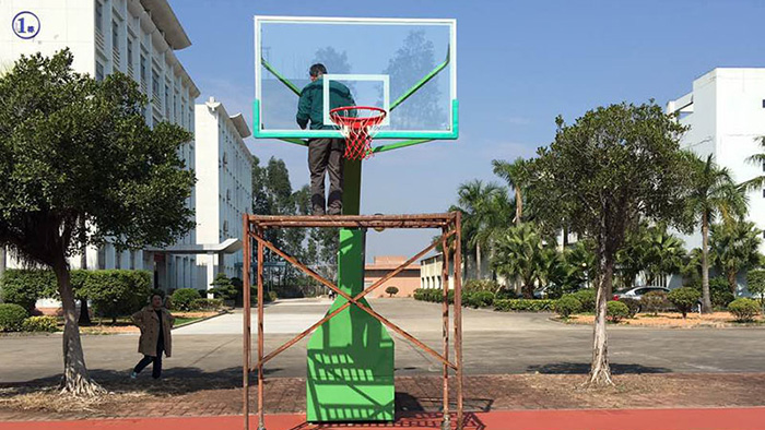 廣州祿仕食品有限公司員工齊歡迎給力體育高級(jí)平箱移動(dòng)籃球架